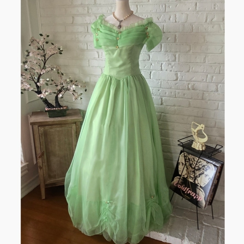 CLEARANCE Vtg 1960s Flower Ball Gown, Fairy, Romantic, Victorian, Wedding, Prom - Picture 8 of 14